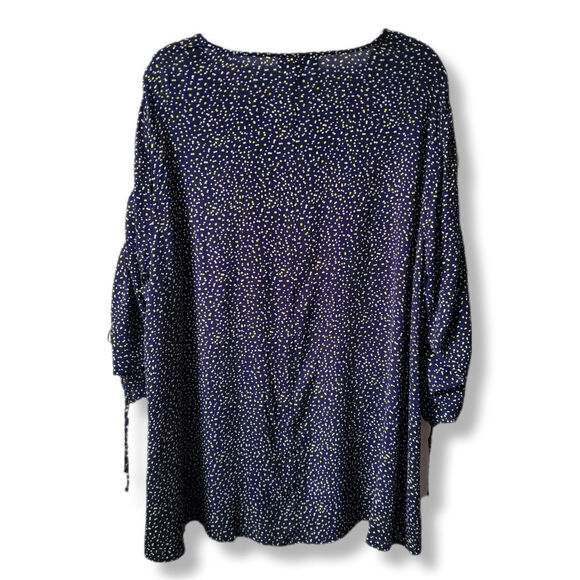 Lane Bryant Navy Yellow Dot Top Blouse 20 Career Classic Casual Relaxed Summer - Picture 6 of 10